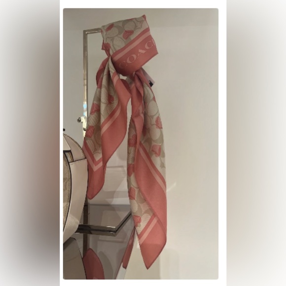Coach Signature Heart Print Silk Bandana - Picture 1 of 6